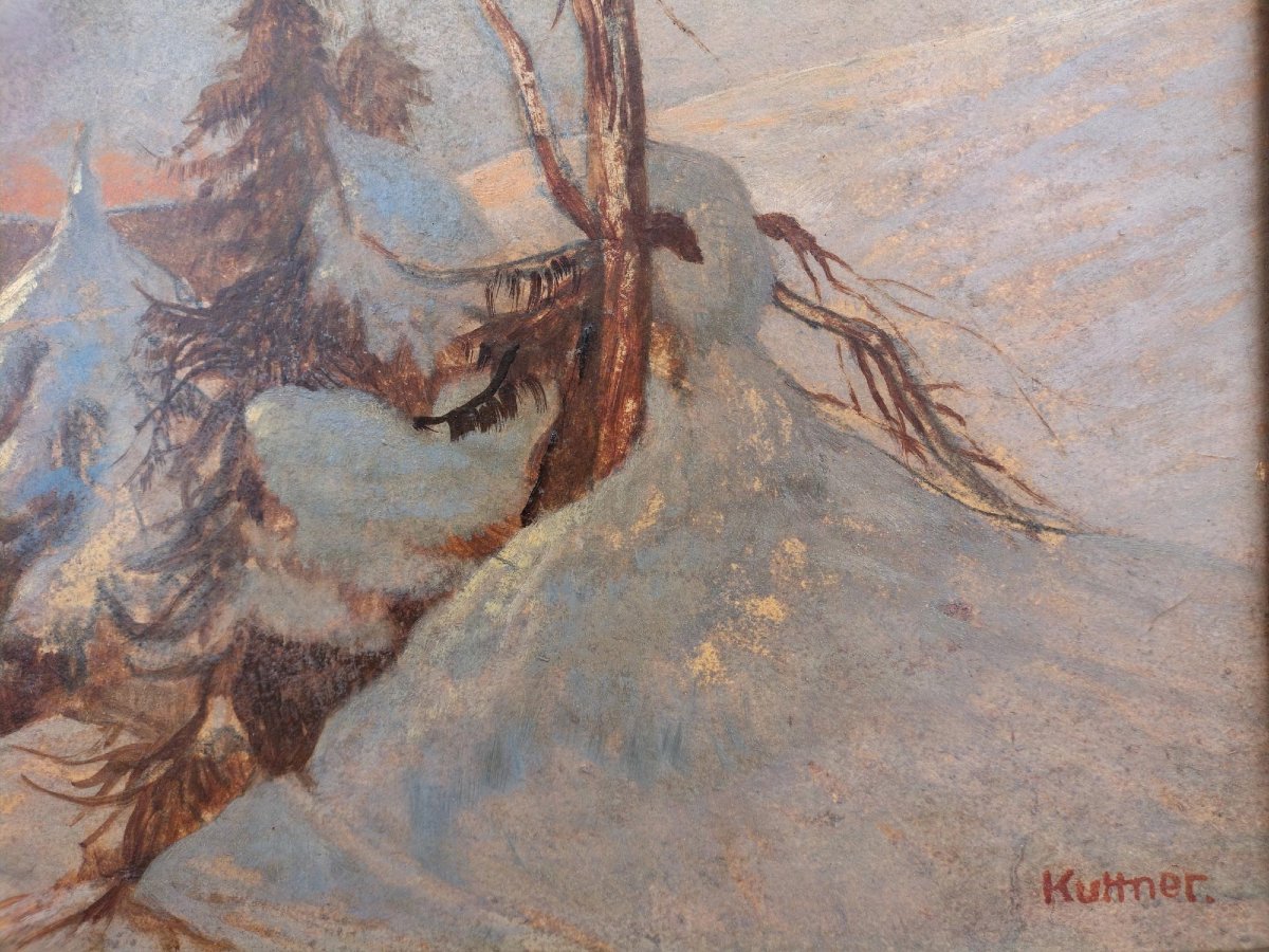 Dipinto Antico con Paesaggio Innevato -photo-4