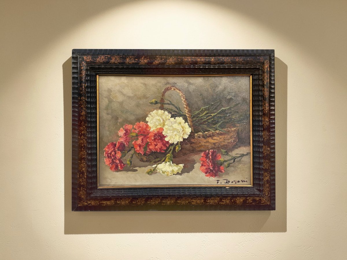 Garofani – Olio su Tavola – F. Baroni -photo-3