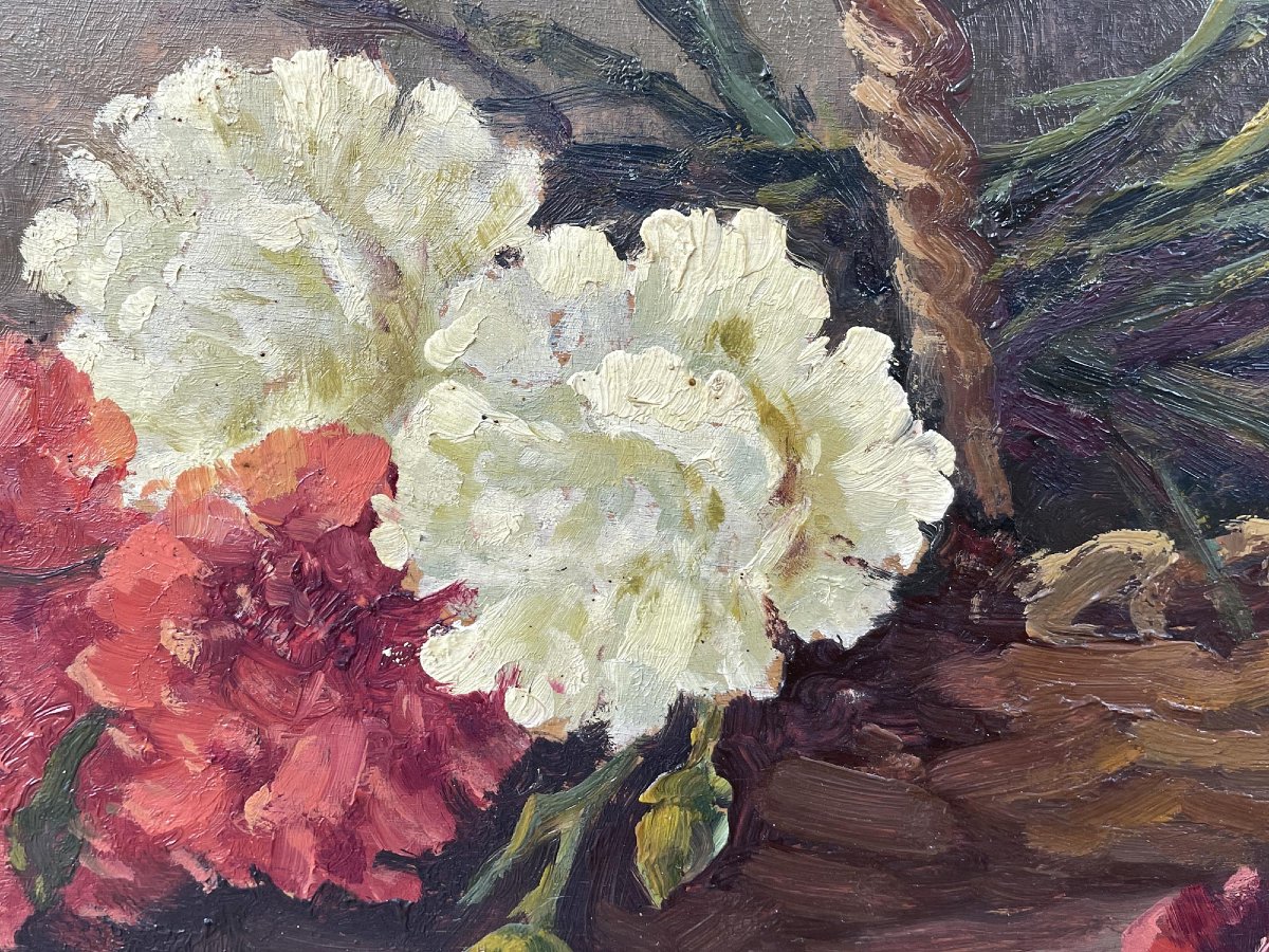 Garofani – Olio su Tavola – F. Baroni -photo-3