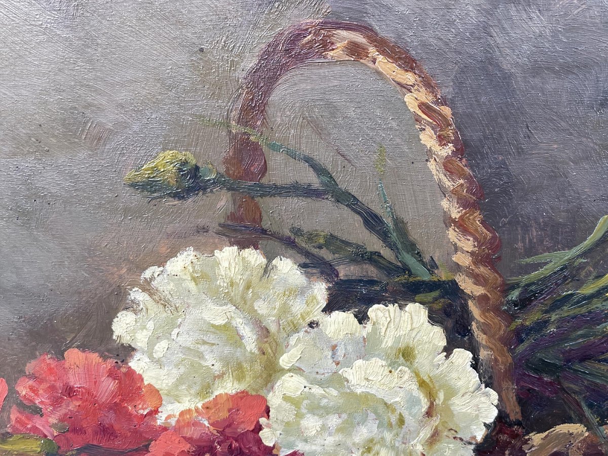 Garofani – Olio su Tavola – F. Baroni -photo-4