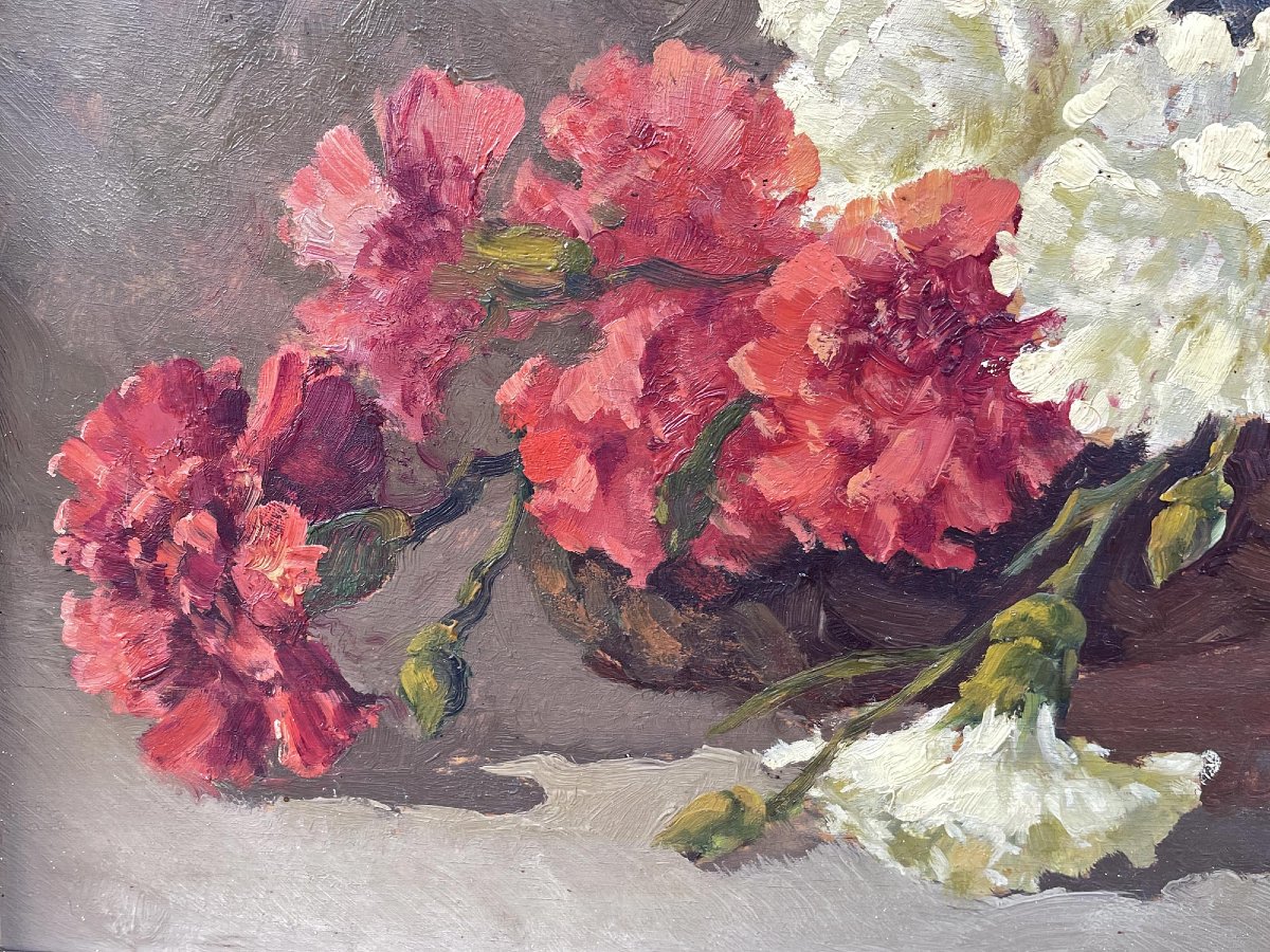 Garofani – Olio su Tavola – F. Baroni -photo-5