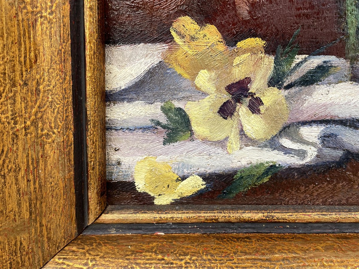 Dipinto a Olio con Fiori – Viole del Pensiero – Natura Morta Floreale Dipinto a olio con fiori -photo-1
