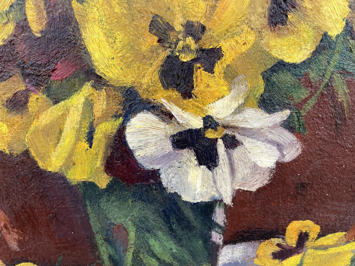 Dipinto a Olio con Fiori – Viole del Pensiero – Natura Morta Floreale Dipinto a olio con fiori -photo-3