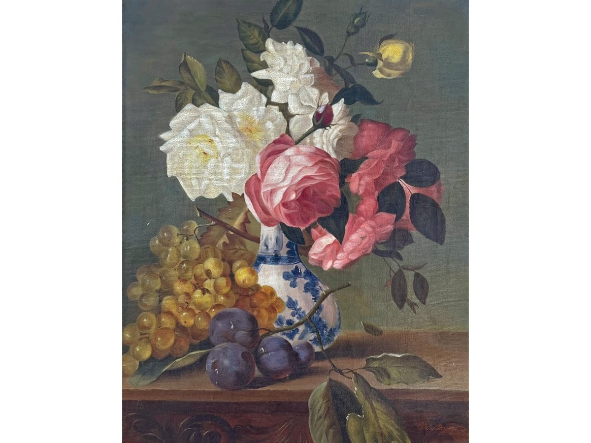 Natura morta con rose e frutta-photo-8