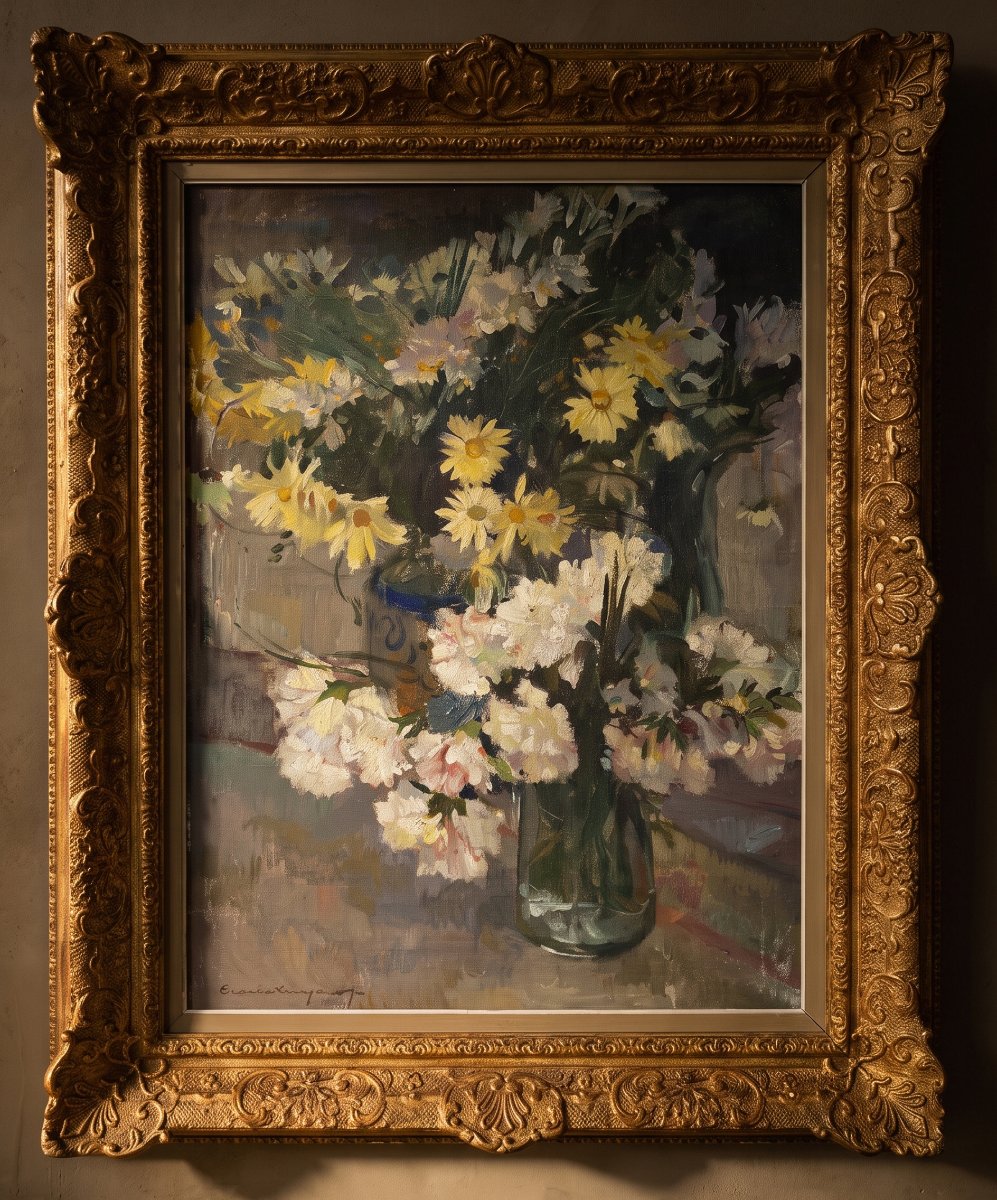 Natura Morta con Margherite e Garofani  - Charles Swyncop (1895-1970)-photo-1
