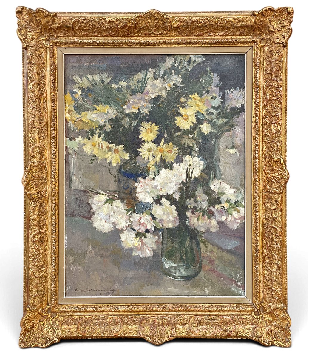 Natura Morta con Margherite e Garofani  - Charles Swyncop (1895-1970)