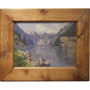 Dipinto lago alpino – Königssee – T.Rashgerber - 1928