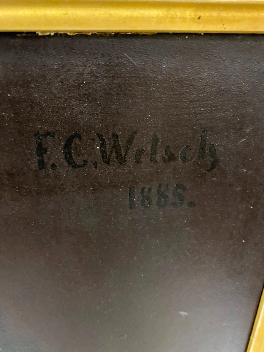 Dipinto su cartoncino firmato e datato " F. C. Welsch 1885 "-photo-2