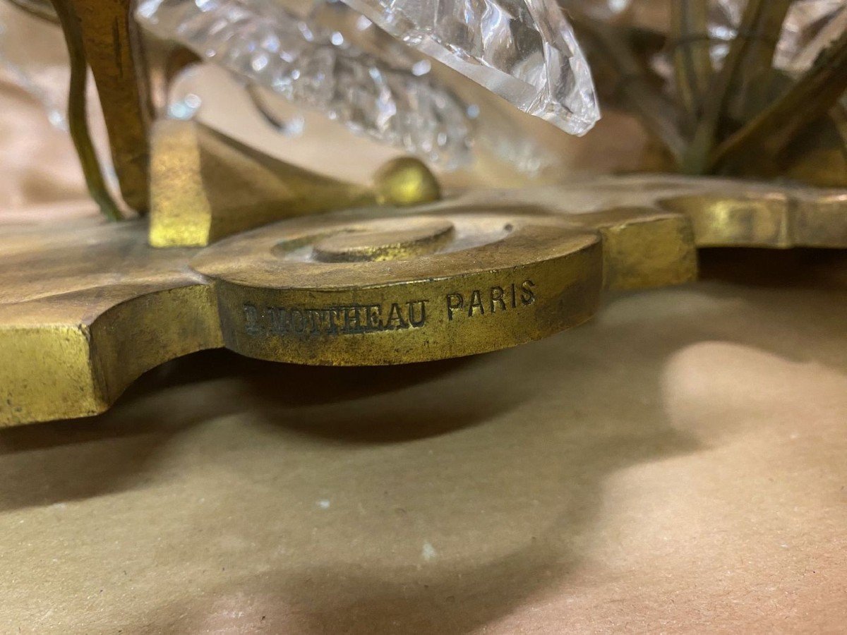 Applique in bronzo e cristalli firmata " Mottheau Paris "-photo-2