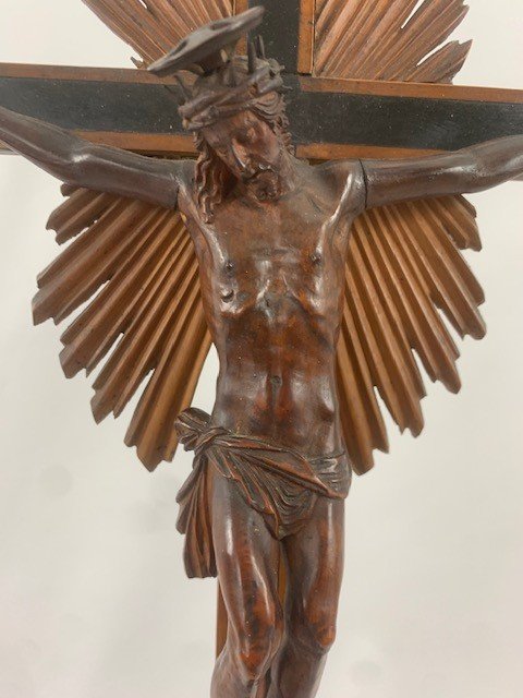 scultura in bosso e legno ebanizzato raffigurante Cristo in croce-photo-2