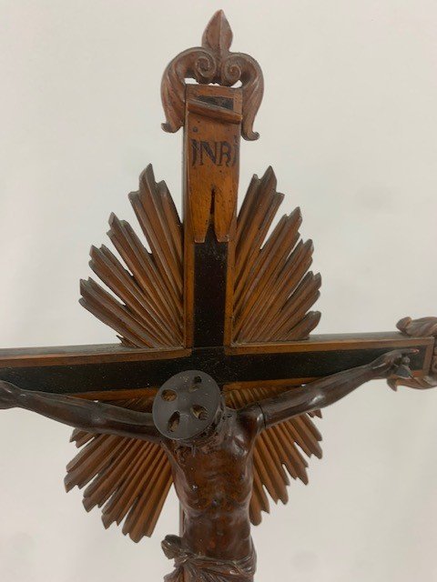 scultura in bosso e legno ebanizzato raffigurante Cristo in croce-photo-4