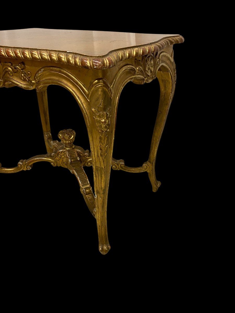 Tavolino basso da salotto in legno dorato-photo-3