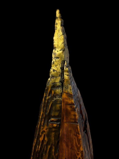 scultura in legno tenero con terminale dorato-photo-2