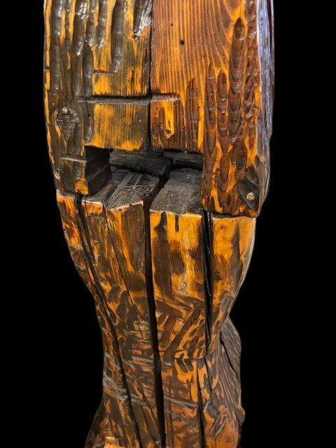 scultura in legno tenero con terminale dorato-photo-3