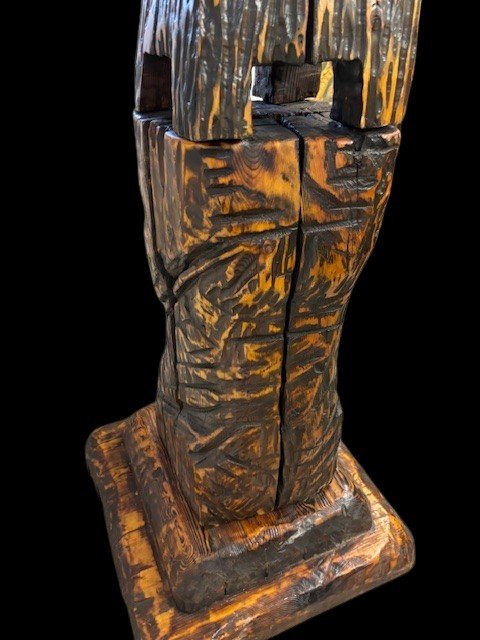 scultura in legno tenero con terminale dorato-photo-2