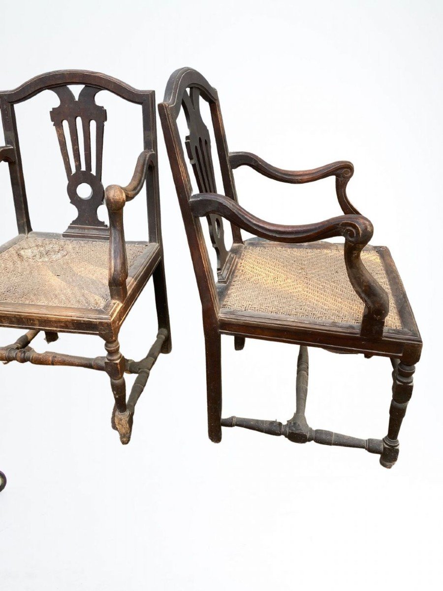 coppia id poltrone piemontesi con sedile in paglia da restaurare-photo-2