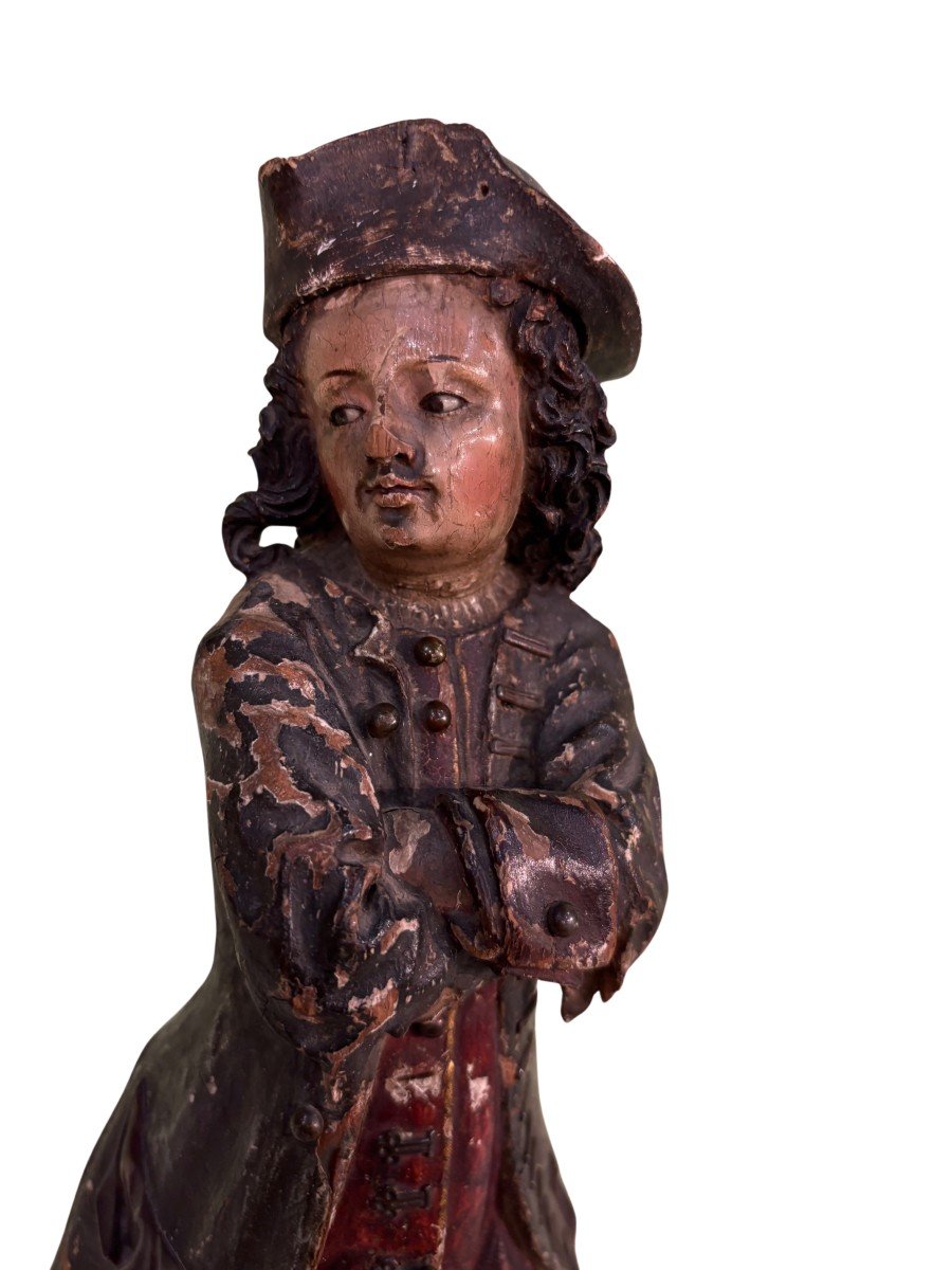 Scultura in legno laccato in policromia con applicazioni in metallo-photo-2
