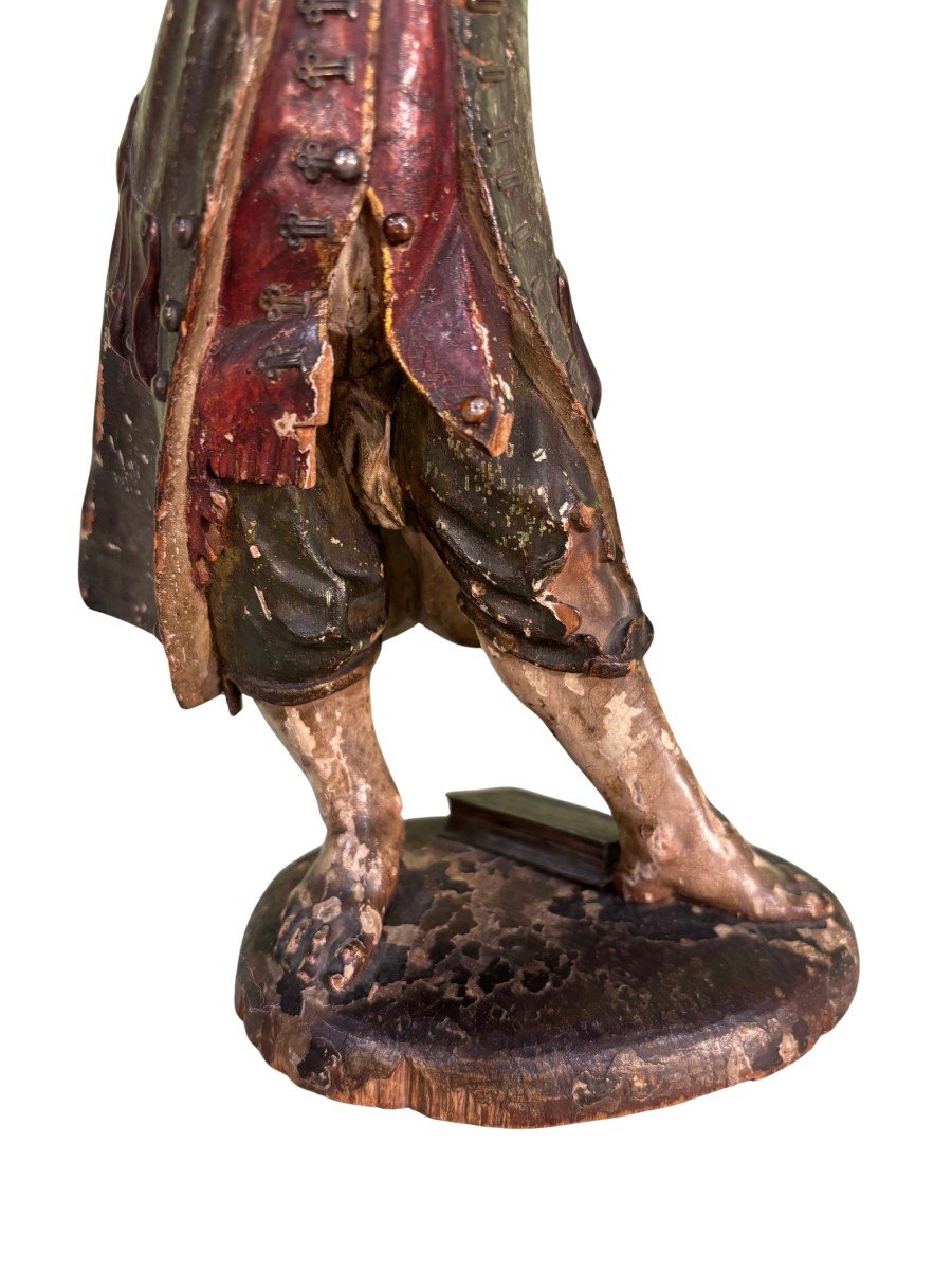 Scultura in legno laccato in policromia con applicazioni in metallo-photo-3