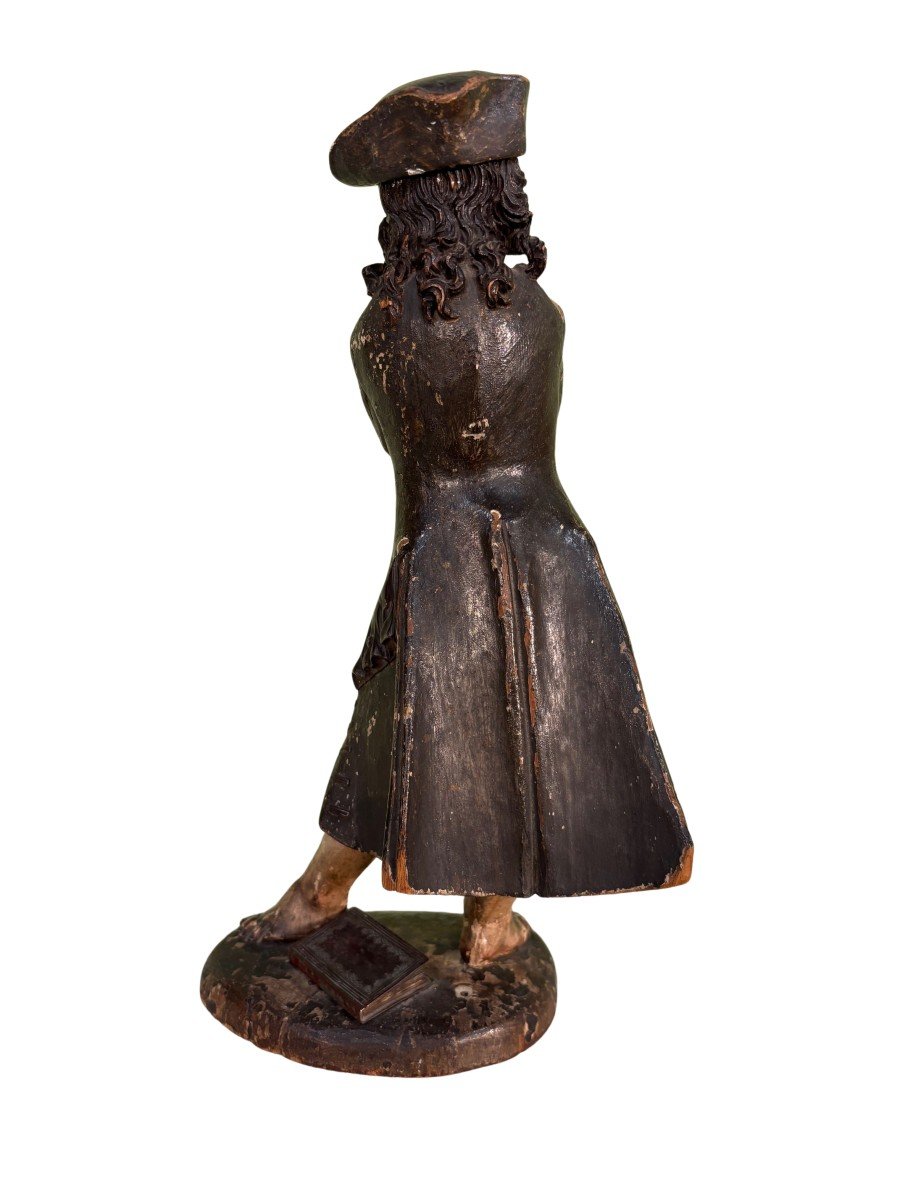 Scultura in legno laccato in policromia con applicazioni in metallo-photo-4