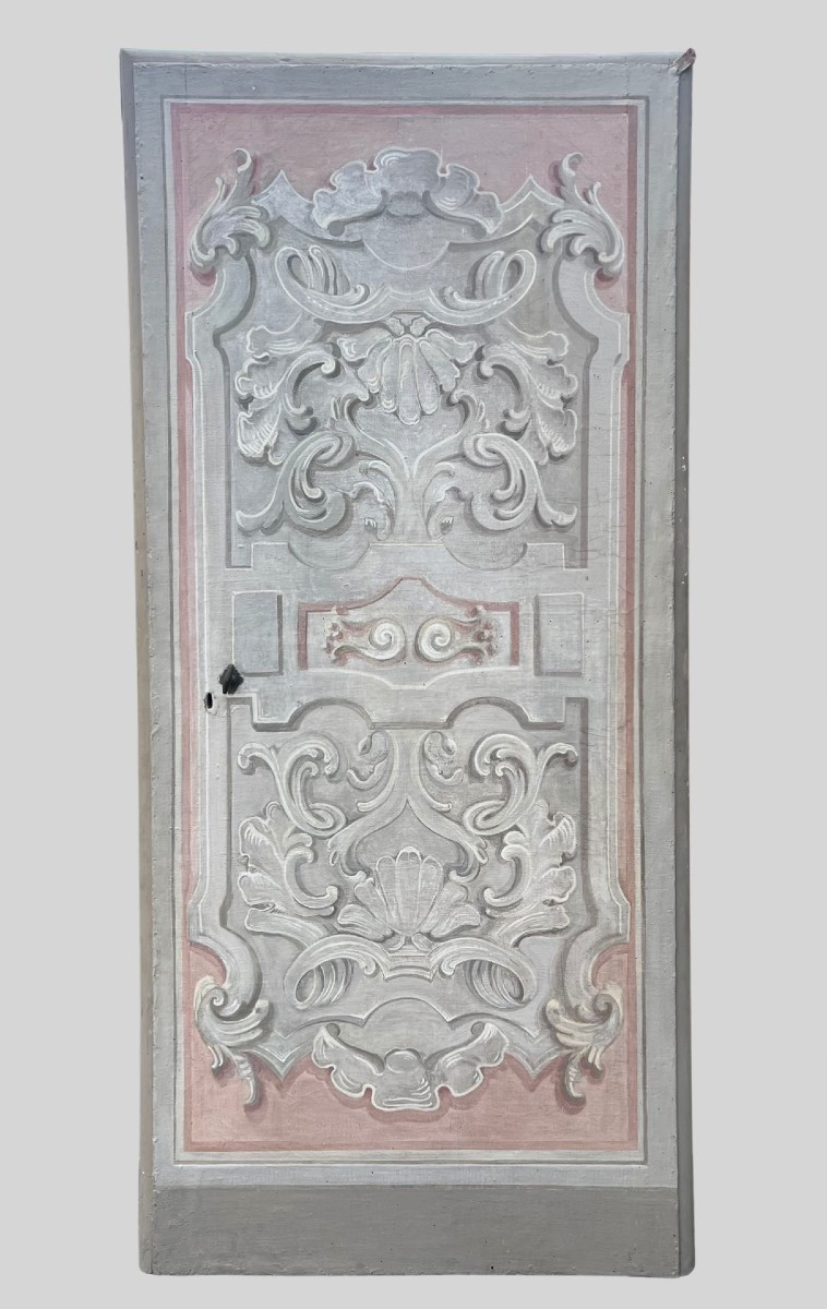 porta dipinta su tela su entrambe le facciate di origine toscana