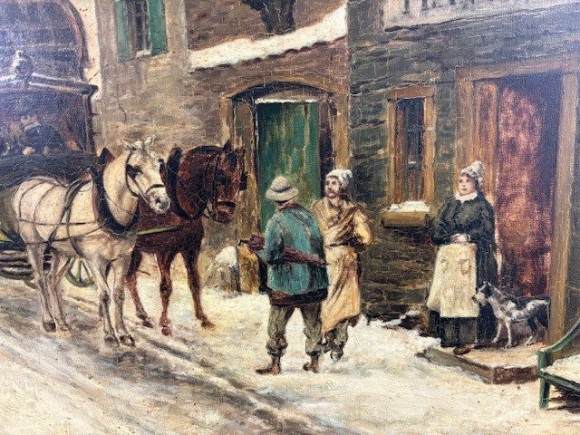 Dipinto olio su tela firmato e datato " A. Chatrou 1895" ( piccole mancanze )-photo-3