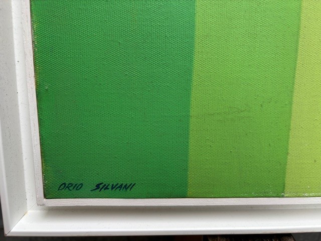 Dipinto su tela "Dinamica della luce n° 2 Orio Silvani 1970 Parma "-photo-3