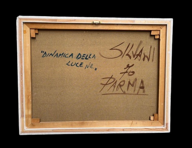 Dipinto su tela "Dinamica della luce n° 2 Orio Silvani 1970 Parma "-photo-1