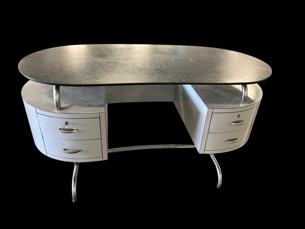 Scrittoio anni '60 con piano in marmo verde