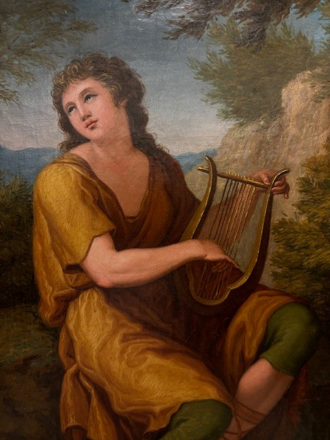 Dipinto ad olio su tela raffigurante scena neoclassica-photo-2