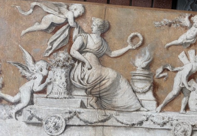 Coppia di dipinti a grisaille su tela riportata su legno-photo-2