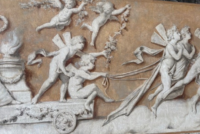 Coppia di dipinti a grisaille su tela riportata su legno-photo-3