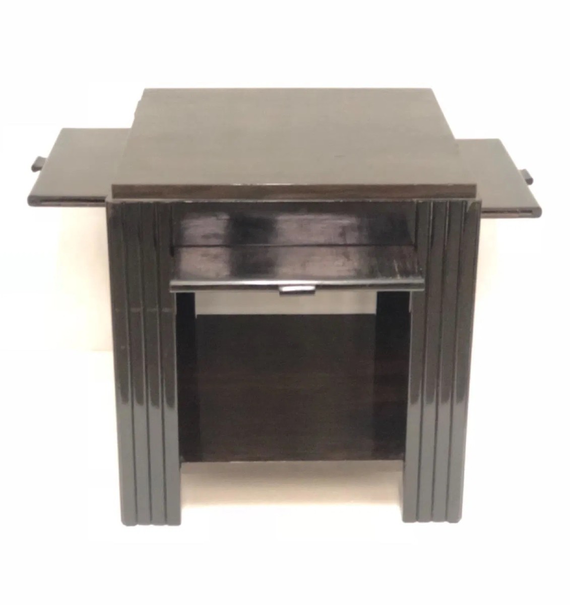 Tavolino art decò con ripiani laterali estraibili-photo-3