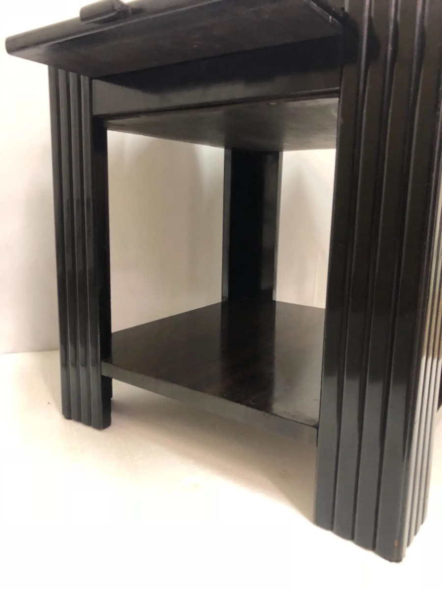 Tavolino art decò con ripiani laterali estraibili-photo-1