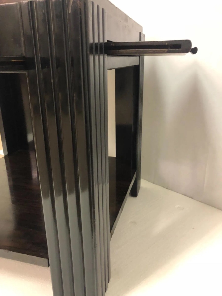 Tavolino art decò con ripiani laterali estraibili-photo-2