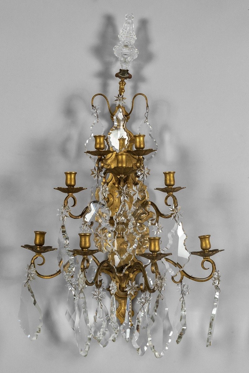 Applique in bronzo dorato e cristalli firmata " Mottheau Paris "