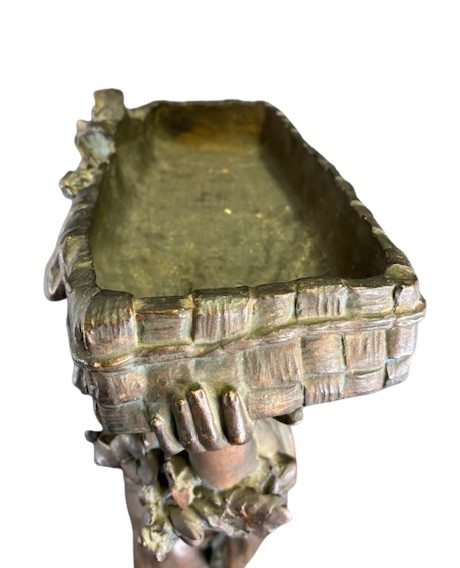 Fioriera in terracotta dipinta color bronzo-photo-3