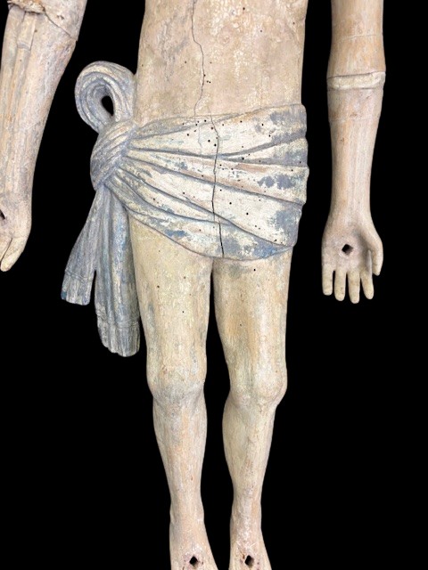 Scultura in legno laccato rfaffigurante Cristo, con braccia snodabili-photo-2