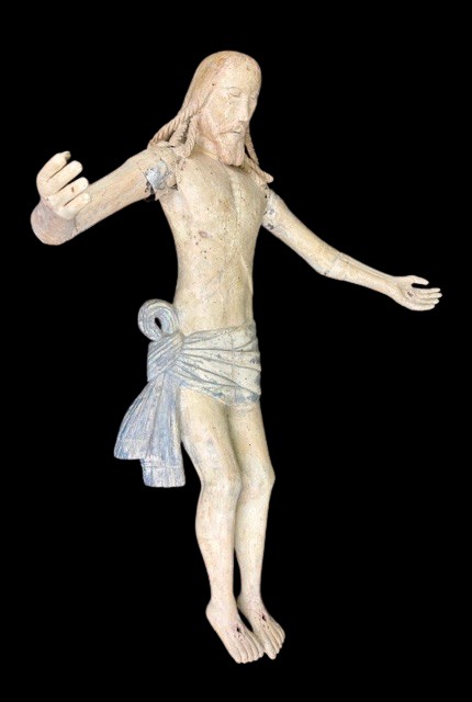 Scultura in legno laccato rfaffigurante Cristo, con braccia snodabili-photo-3