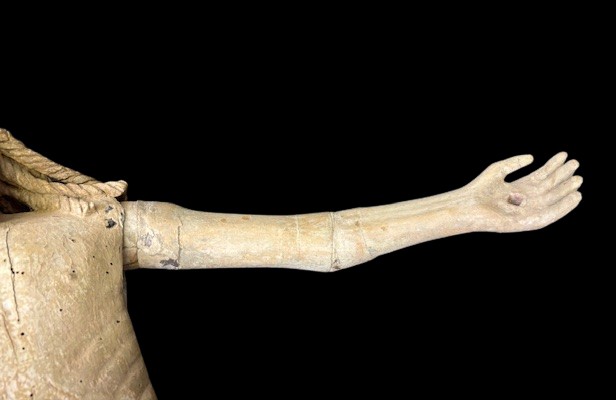 Scultura in legno laccato rfaffigurante Cristo, con braccia snodabili-photo-2