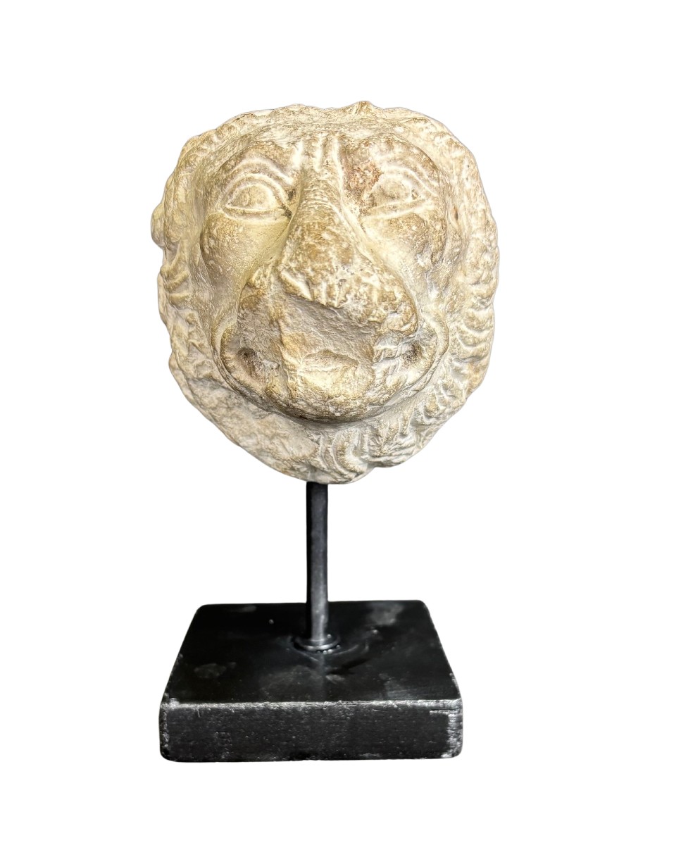 testa di leone in marmo bianco-photo-2