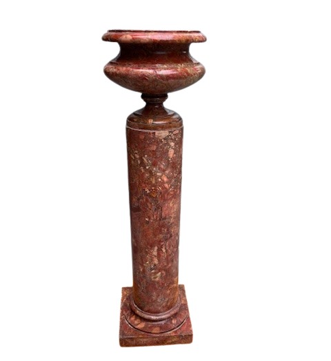 Colonna con vaso in breccia rosata-photo-1