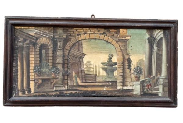 coppia di dipinti a tempera con cornici coeve-photo-2