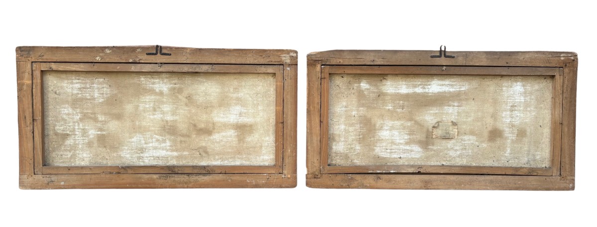 coppia di dipinti a tempera con cornici coeve-photo-5