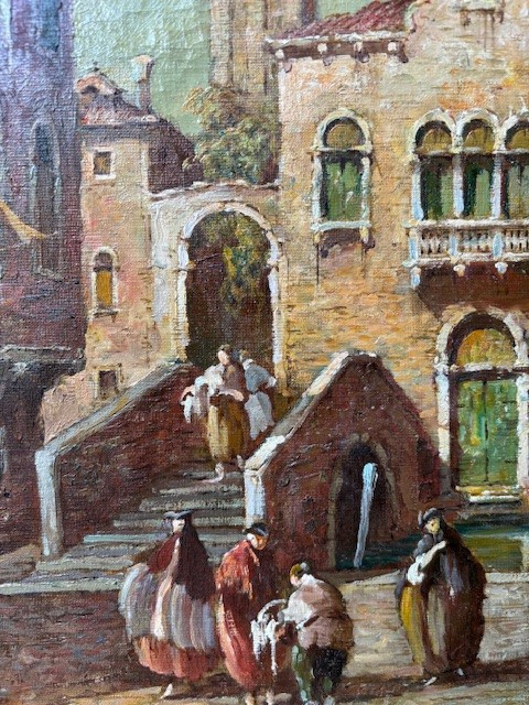 Dipinto olio su tela raffigurante  uno scorcio di Venezia firmato E. Zeno-photo-3