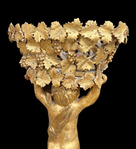 Fioriera in legno intagliato e dorato-photo-1