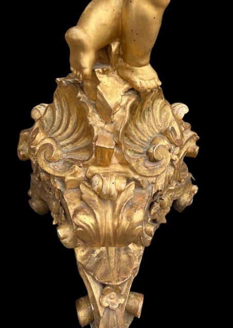 Fioriera in legno intagliato e dorato-photo-3