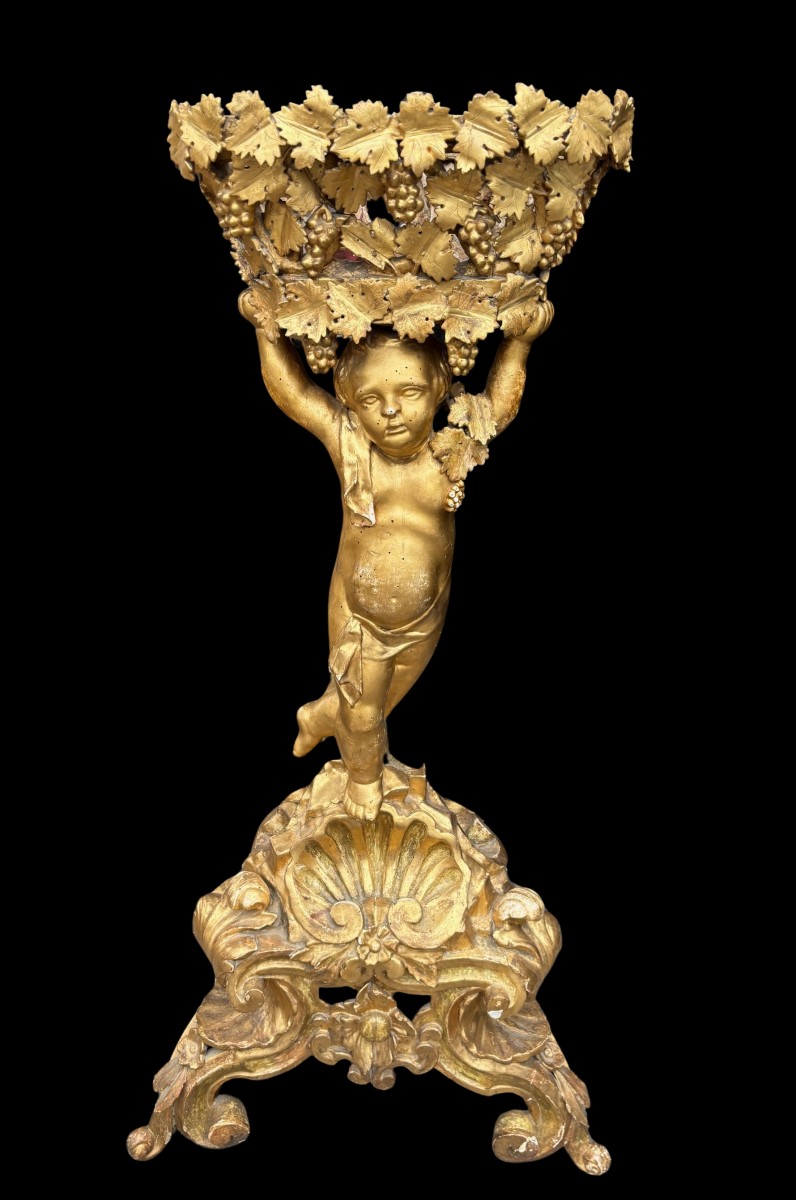 Fioriera in legno intagliato e dorato