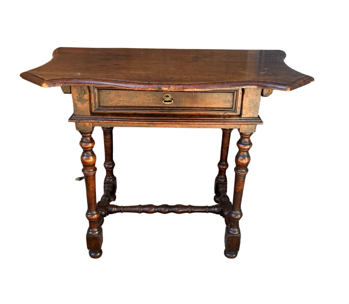 Consolle a rocchetto in noce di area emiliana