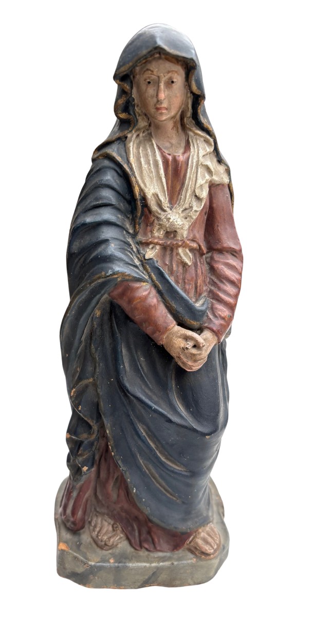 scultura in terracotta policroma di area emiliana raffigurante la Vergine