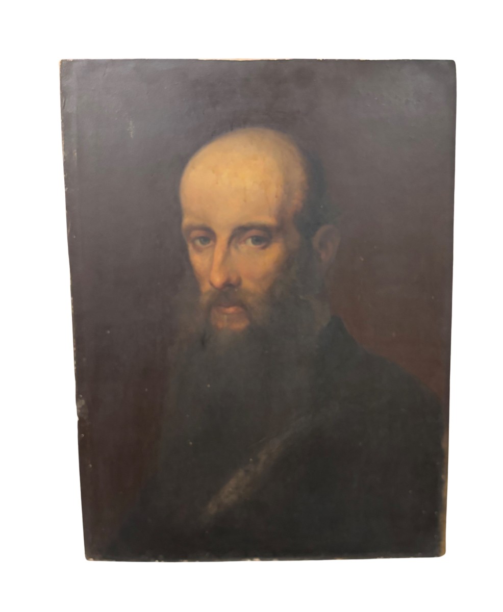 Dipinto ad olio su cartone firmato e datato "F. C. Welsch 1885"